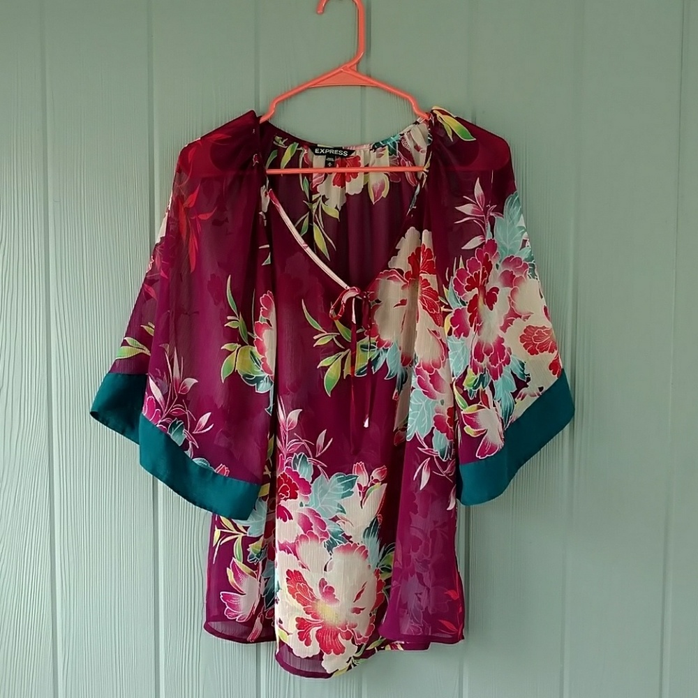 3/$15 Express sheer floral blouse